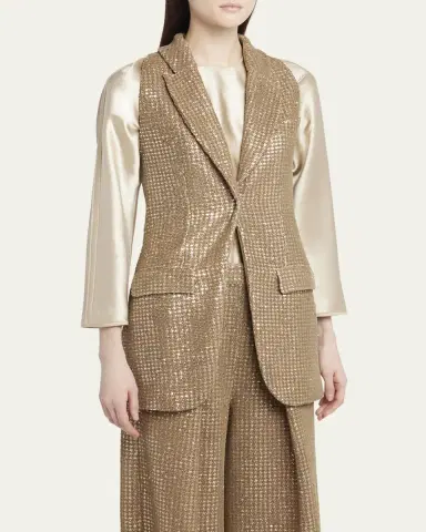 Giorgio Armani Sequined Houndstooth Single-Breasted Vest | Thumbnail 4 Giorgio Armani Sequined Houndstooth Single-Breasted Vest | Thumbnail 4
