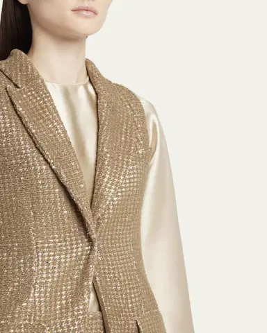 Giorgio Armani Sequined Houndstooth Single-Breasted Vest | Thumbnail 5 Giorgio Armani Sequined Houndstooth Single-Breasted Vest | Thumbnail 5