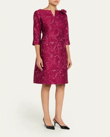 Rickie Freeman for Teri Jon Ruched Floral Off-The-Shoulder Midi Dress | Thumbnail 4 Rickie Freeman for Teri Jon Ruched Floral Off-The-Shoulder Midi Dress | Thumbnail 4