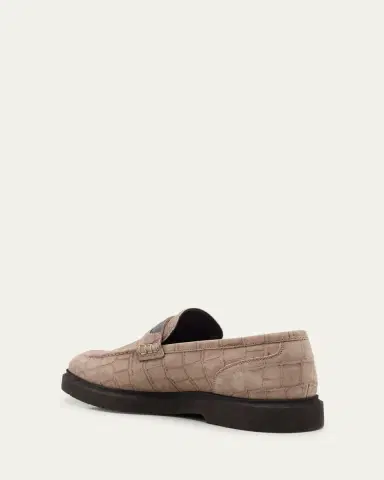 Brunello Cucinelli Croc-Embossed Suede Monili Penny Loafers | Thumbnail 4 Brunello Cucinelli Croc-Embossed Suede Monili Penny Loafers | Thumbnail 4