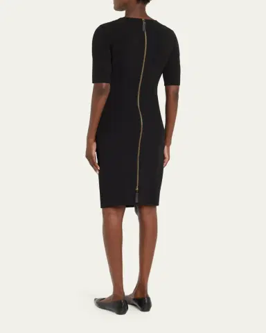 Giorgio Armani Short-Sleeve Wool Crepe Stretch Dress | Thumbnail 3 Giorgio Armani Short-Sleeve Wool Crepe Stretch Dress | Thumbnail 3
