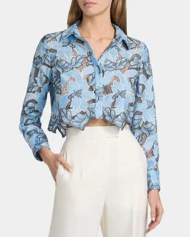 L'Agence Akemi Cropped Button-Front Shirt | Thumbnail 3 L'Agence Akemi Cropped Button-Front Shirt | Thumbnail 3