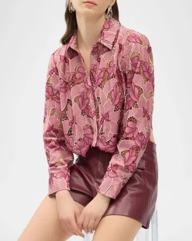 L'Agence Akemi Cropped Button-Front Shirt | Thumbnail 4 L'Agence Akemi Cropped Button-Front Shirt | Thumbnail 4