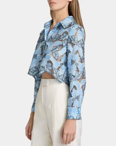 L'Agence Akemi Cropped Button-Front Shirt | Thumbnail 7 L'Agence Akemi Cropped Button-Front Shirt | Thumbnail 7