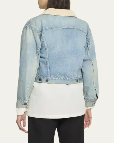 THE ROW Joras Crop Denim Jacket with Corduroy Collar | Thumbnail 7 THE ROW Joras Crop Denim Jacket with Corduroy Collar | Thumbnail 7