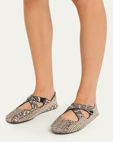 Alaïa Snakeskin Leather Pattern Cross Ballerina Flats | Thumbnail 2 Alaïa Snakeskin Leather Pattern Cross Ballerina Flats | Thumbnail 2