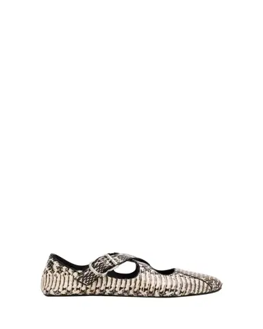 Alaïa Snakeskin Leather Pattern Cross Ballerina Flats | Thumbnail 1 Alaïa Snakeskin Leather Pattern Cross Ballerina Flats | Thumbnail 1