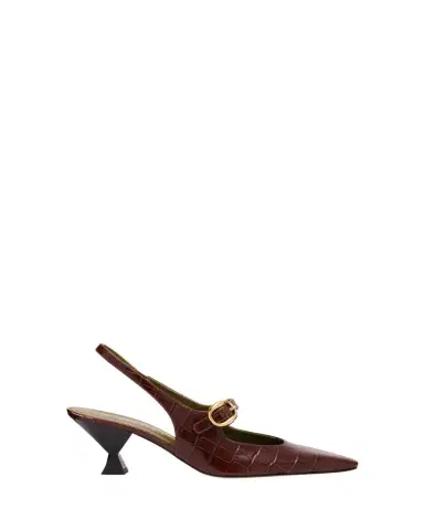 Maria Luca Natalia Croc-Embossed Leather Mary Jane Slingback Pumps | Thumbnail 1 Maria Luca Natalia Croc-Embossed Leather Mary Jane Slingback Pumps | Thumbnail 1