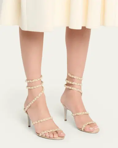 René Caovilla Cleo Pearly Crystal Snake-Wrap Sandals | Thumbnail 2 René Caovilla Cleo Pearly Crystal Snake-Wrap Sandals | Thumbnail 2