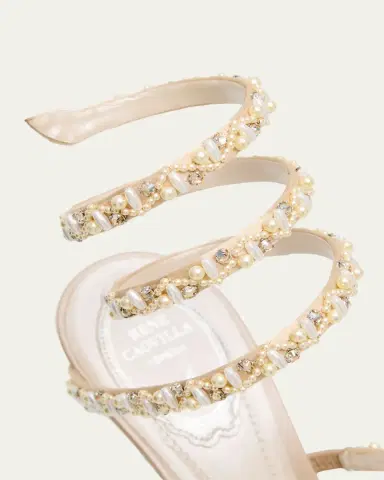 René Caovilla Cleo Pearly Crystal Snake-Wrap Sandals | Thumbnail 5 René Caovilla Cleo Pearly Crystal Snake-Wrap Sandals | Thumbnail 5