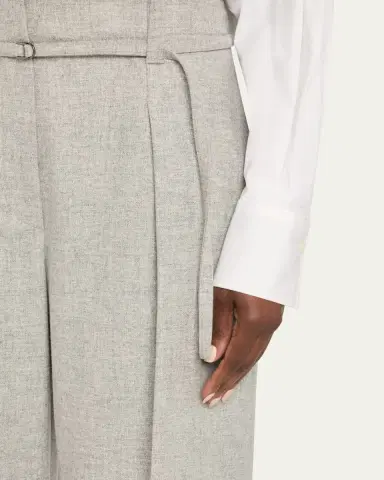 Brunello Cucinelli Cashmere-Wool Flannel Wide Sartorial Pants With Belt | Thumbnail 2 Brunello Cucinelli Cashmere-Wool Flannel Wide Sartorial Pants With Belt | Thumbnail 2