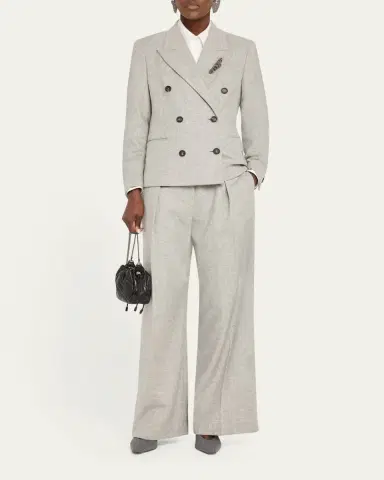 Brunello Cucinelli Cashmere-Wool Flannel Wide Sartorial Pants With Belt | Thumbnail 3 Brunello Cucinelli Cashmere-Wool Flannel Wide Sartorial Pants With Belt | Thumbnail 3