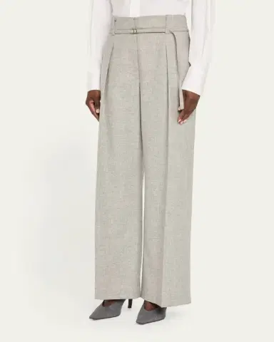 Brunello Cucinelli Cashmere-Wool Flannel Wide Sartorial Pants With Belt | Thumbnail 5 Brunello Cucinelli Cashmere-Wool Flannel Wide Sartorial Pants With Belt | Thumbnail 5