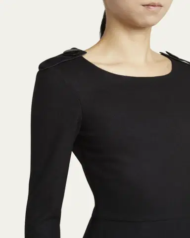 Giorgio Armani Shoulder-Epaulet Long-Sleeve Jersey Wool Midi Dress | Thumbnail 5 Giorgio Armani Shoulder-Epaulet Long-Sleeve Jersey Wool Midi Dress | Thumbnail 5