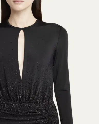 Giorgio Armani Keyhole Long-Sleeve Crystal Draped Jersey Gown | Thumbnail 9 Giorgio Armani Keyhole Long-Sleeve Crystal Draped Jersey Gown | Thumbnail 9