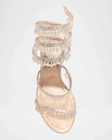 Rene Caovilla Chandelier Satin Snake Ankle Wrap Sandals | Thumbnail 5 Rene Caovilla Chandelier Satin Snake Ankle Wrap Sandals | Thumbnail 5