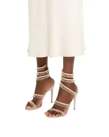 Rene Caovilla Chandelier Satin Snake Ankle Wrap Sandals | Thumbnail 1 Rene Caovilla Chandelier Satin Snake Ankle Wrap Sandals | Thumbnail 1