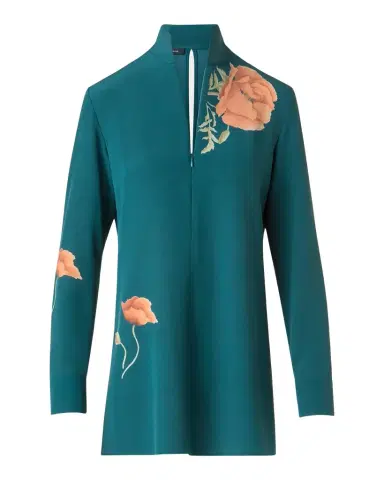 Akris Anemone Print Silk Crepe Tunic | Thumbnail 1 Akris Anemone Print Silk Crepe Tunic | Thumbnail 1