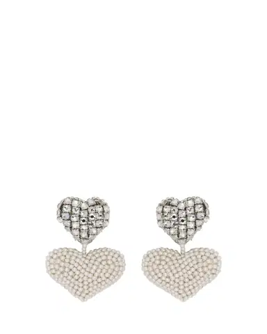 Oscar de la Renta Beaded Crystal Heart Earrings | Thumbnail 1 Oscar de la Renta Beaded Crystal Heart Earrings | Thumbnail 1