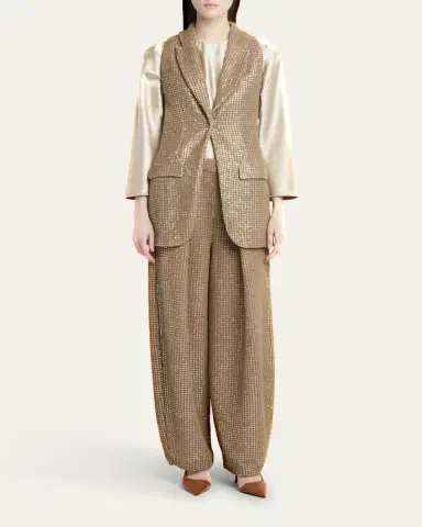 Giorgio Armani Sequined Jersey Pleated Trousers | Thumbnail 2 Giorgio Armani Sequined Jersey Pleated Trousers | Thumbnail 2