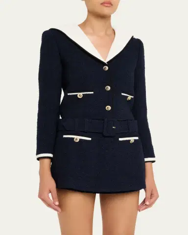 Self-Portrait Boucle Contrast Collar Jacket | Thumbnail 4 Self-Portrait Boucle Contrast Collar Jacket | Thumbnail 4