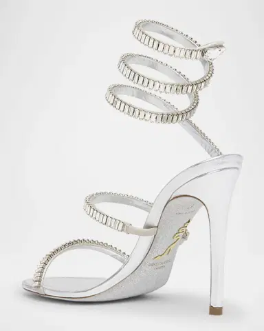 René Caovilla Metallic Leather Strass Snake Ankle Wrap Sandals | Thumbnail 4 René Caovilla Metallic Leather Strass Snake Ankle Wrap Sandals | Thumbnail 4