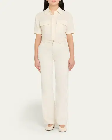 Loro Piana Shirley Short-Sleeve Light Linen Crepe Shirt | Thumbnail 2 Loro Piana Shirley Short-Sleeve Light Linen Crepe Shirt | Thumbnail 2