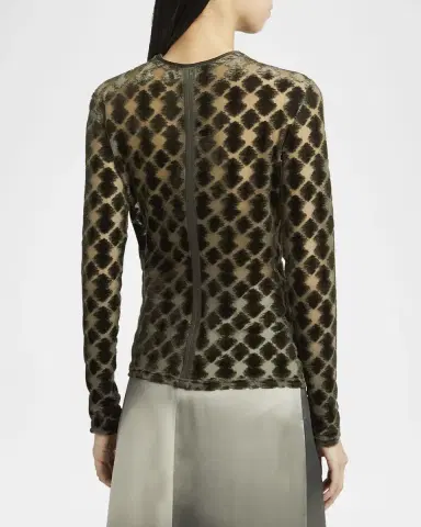 Giorgio Armani Velvet Jersey Jacquard Long-Sleeve Top | Thumbnail 2 Giorgio Armani Velvet Jersey Jacquard Long-Sleeve Top | Thumbnail 2