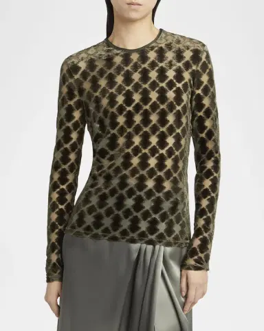 Giorgio Armani Velvet Jersey Jacquard Long-Sleeve Top | Thumbnail 3 Giorgio Armani Velvet Jersey Jacquard Long-Sleeve Top | Thumbnail 3