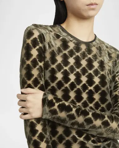Giorgio Armani Velvet Jersey Jacquard Long-Sleeve Top | Thumbnail 4 Giorgio Armani Velvet Jersey Jacquard Long-Sleeve Top | Thumbnail 4