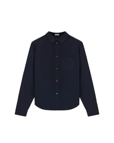 LOEWE Men's Poplin Tonal Anagram Pocket Sport Shirt | Thumbnail 1 LOEWE Men's Poplin Tonal Anagram Pocket Sport Shirt | Thumbnail 1