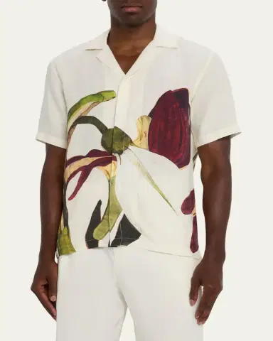 Orlebar Brown Men's Maitan Linen Orchid-Print Camp Shirt | Thumbnail 4 Orlebar Brown Men's Maitan Linen Orchid-Print Camp Shirt | Thumbnail 4