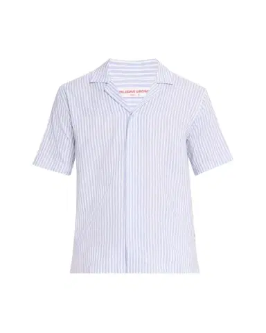Orlebar Brown Men's Maitan Relaxed-Fit Linen Beach Stripe Camp Shirt | Thumbnail 1 Orlebar Brown Men's Maitan Relaxed-Fit Linen Beach Stripe Camp Shirt | Thumbnail 1