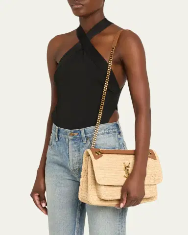 Saint Laurent Niki Medium YSL Shoulder Bag in Raffia | Thumbnail 2 Saint Laurent Niki Medium YSL Shoulder Bag in Raffia | Thumbnail 2