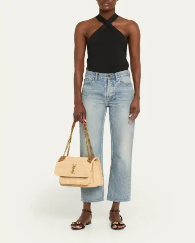 Saint Laurent Niki Medium YSL Shoulder Bag in Raffia | Thumbnail 5 Saint Laurent Niki Medium YSL Shoulder Bag in Raffia | Thumbnail 5