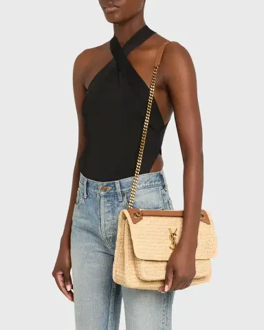Saint Laurent Niki Medium YSL Shoulder Bag in Raffia | Thumbnail 6 Saint Laurent Niki Medium YSL Shoulder Bag in Raffia | Thumbnail 6