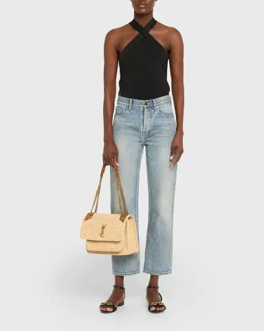 Saint Laurent Niki Medium YSL Shoulder Bag in Raffia | Thumbnail 9 Saint Laurent Niki Medium YSL Shoulder Bag in Raffia | Thumbnail 9
