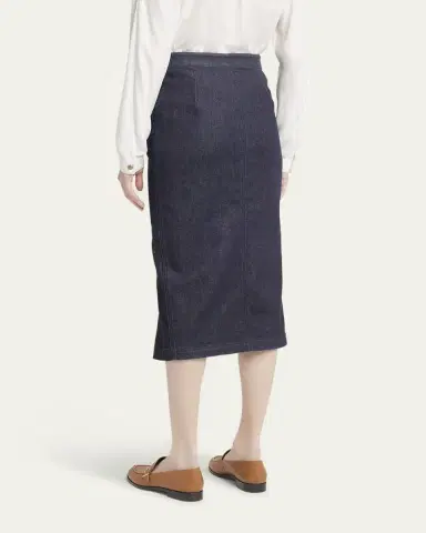 Giorgio Armani Cotton-Cashmere Denim Button Midi Skirt | Thumbnail 3 Giorgio Armani Cotton-Cashmere Denim Button Midi Skirt | Thumbnail 3