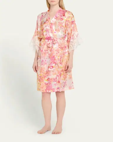 Lise Charmel Folie D'Ete Floral-Print Devore Satin Robe | Thumbnail 4 Lise Charmel Folie D'Ete Floral-Print Devore Satin Robe | Thumbnail 4