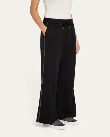 Brunello Cucinelli Monili Side-Stripe Cotton Silk Wide-Leg Pants | Thumbnail 4 Brunello Cucinelli Monili Side-Stripe Cotton Silk Wide-Leg Pants | Thumbnail 4