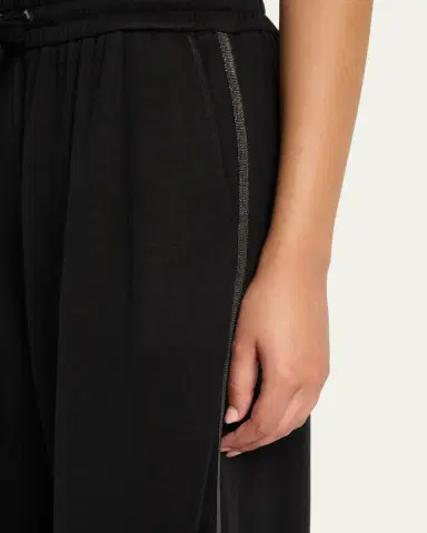 Brunello Cucinelli Monili Side-Stripe Cotton Silk Wide-Leg Pants | Thumbnail 5 Brunello Cucinelli Monili Side-Stripe Cotton Silk Wide-Leg Pants | Thumbnail 5