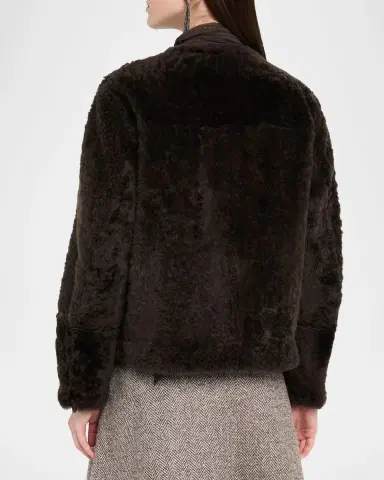 Brunello Cucinelli Reversible Sheep Shearling Double-Breasted Jacket | Thumbnail 2 Brunello Cucinelli Reversible Sheep Shearling Double-Breasted Jacket | Thumbnail 2