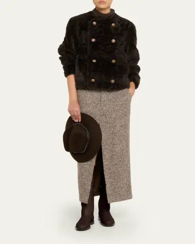 Brunello Cucinelli Reversible Sheep Shearling Double-Breasted Jacket | Thumbnail 5 Brunello Cucinelli Reversible Sheep Shearling Double-Breasted Jacket | Thumbnail 5