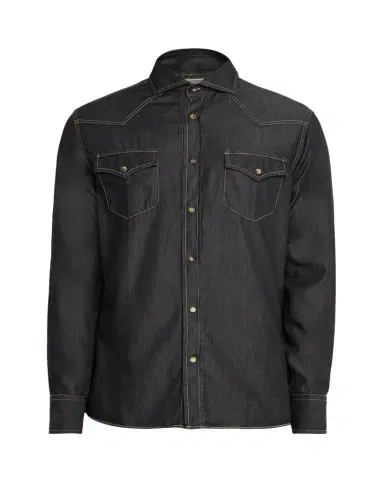 Brunello Cucinelli Mens Lightweight Denim Western Shirt | Thumbnail 1 Brunello Cucinelli Mens Lightweight Denim Western Shirt | Thumbnail 1