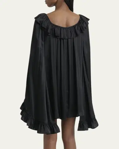 Chloé Silk Satin Ruffle Mini Dress | Thumbnail 3 Chloé Silk Satin Ruffle Mini Dress | Thumbnail 3