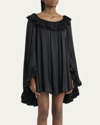 Chloé Silk Satin Ruffle Mini Dress | Thumbnail 4 Chloé Silk Satin Ruffle Mini Dress | Thumbnail 4
