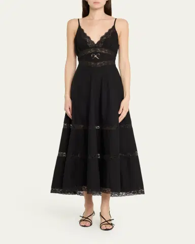 LoveShackFancy Catryn Lace-Trim Midi Dress | Thumbnail 2 LoveShackFancy Catryn Lace-Trim Midi Dress | Thumbnail 2