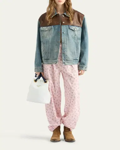 Prada Denim and Leather Jacket | Thumbnail 2 Prada Denim and Leather Jacket | Thumbnail 2