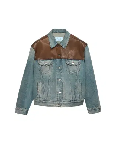 Prada Denim and Leather Jacket | Thumbnail 1 Prada Denim and Leather Jacket | Thumbnail 1