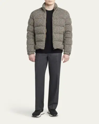 Moncler Men's Wool Melange Quilted Down Jacket | Thumbnail 2 Moncler Men's Wool Melange Quilted Down Jacket | Thumbnail 2